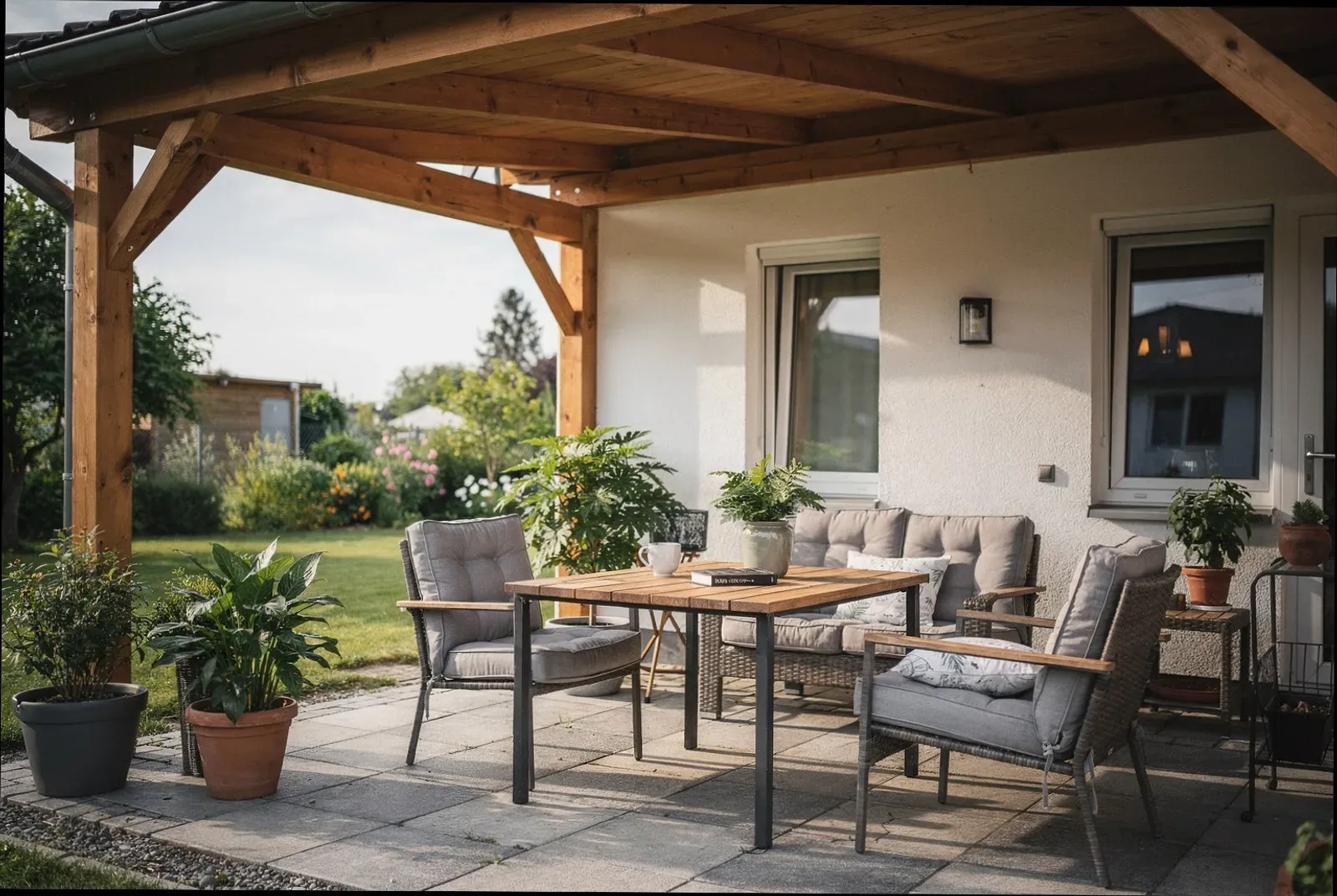 Terrassenüberdachung aus Holz in Hagen